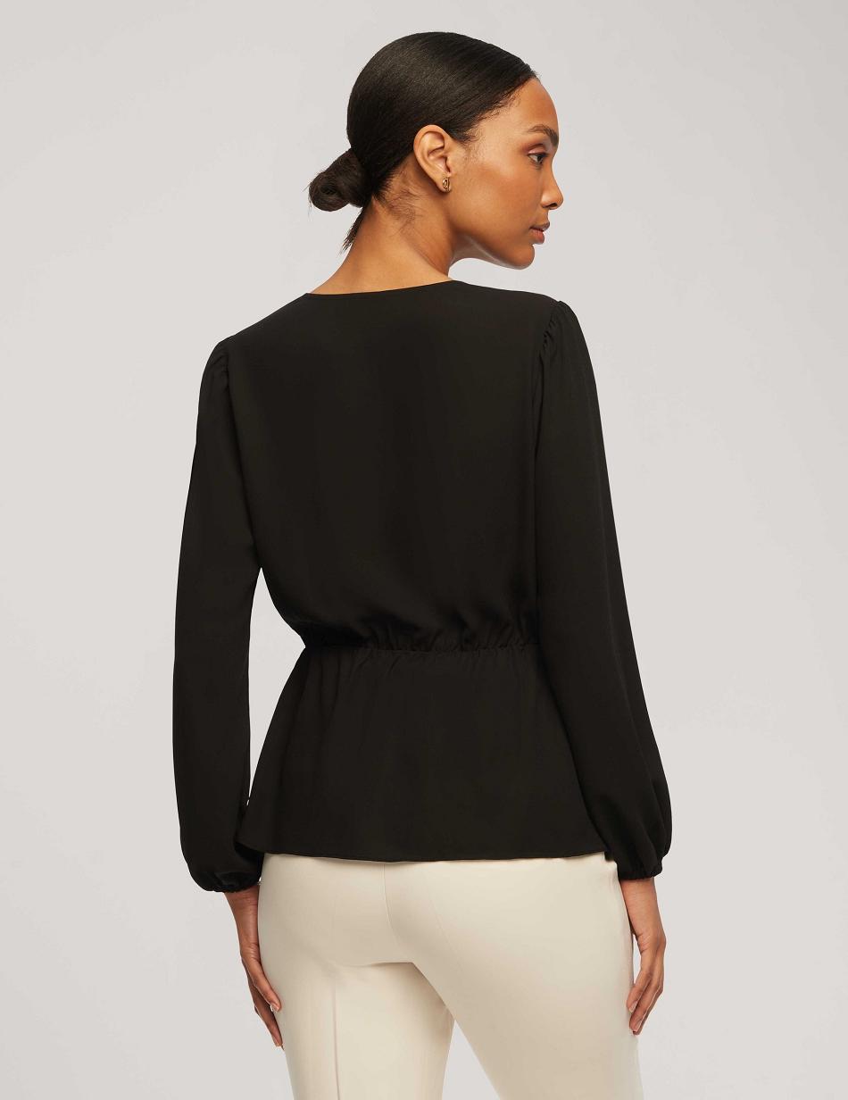 Hauts Anne Klein Long Sleeve Crossover Blouse   | ZHG-6832912